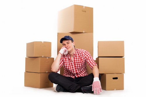 Packing and labelling office equipment for a Soho move